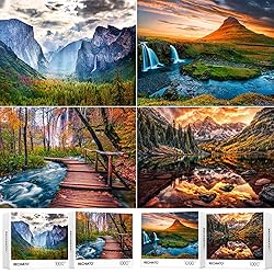 4 Pack 1000 Pieces of Jigsaw Puzzles for Adults, Nature Landscape Scene Challenging Puzzle Perfect for Family Activity Game Nights Gifts