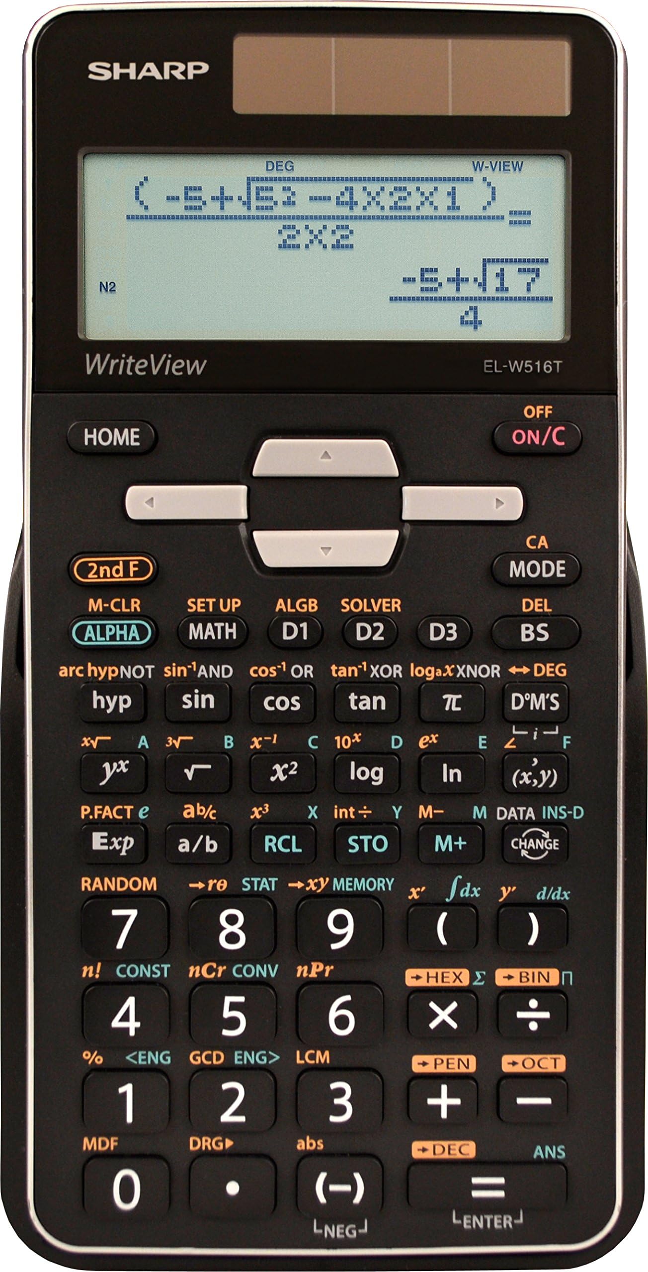 Sharp EL-W516TBSL Advanced Scientific Calculator with WriteView™ 4 Line Display & Solar Power