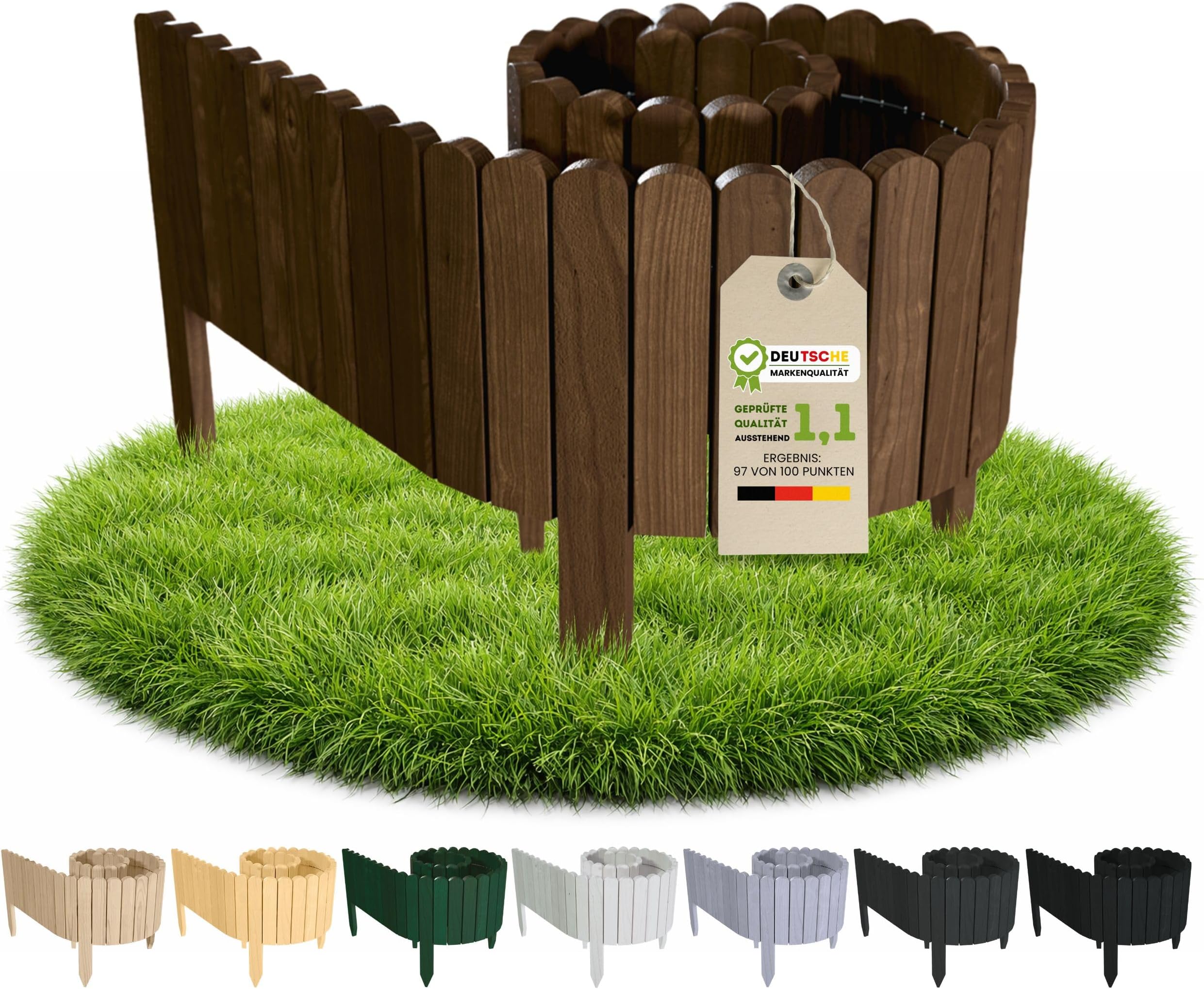 Floranica wooden garden edging 20 x 200 cm brown lawn border wooden garden fence flexible roll border