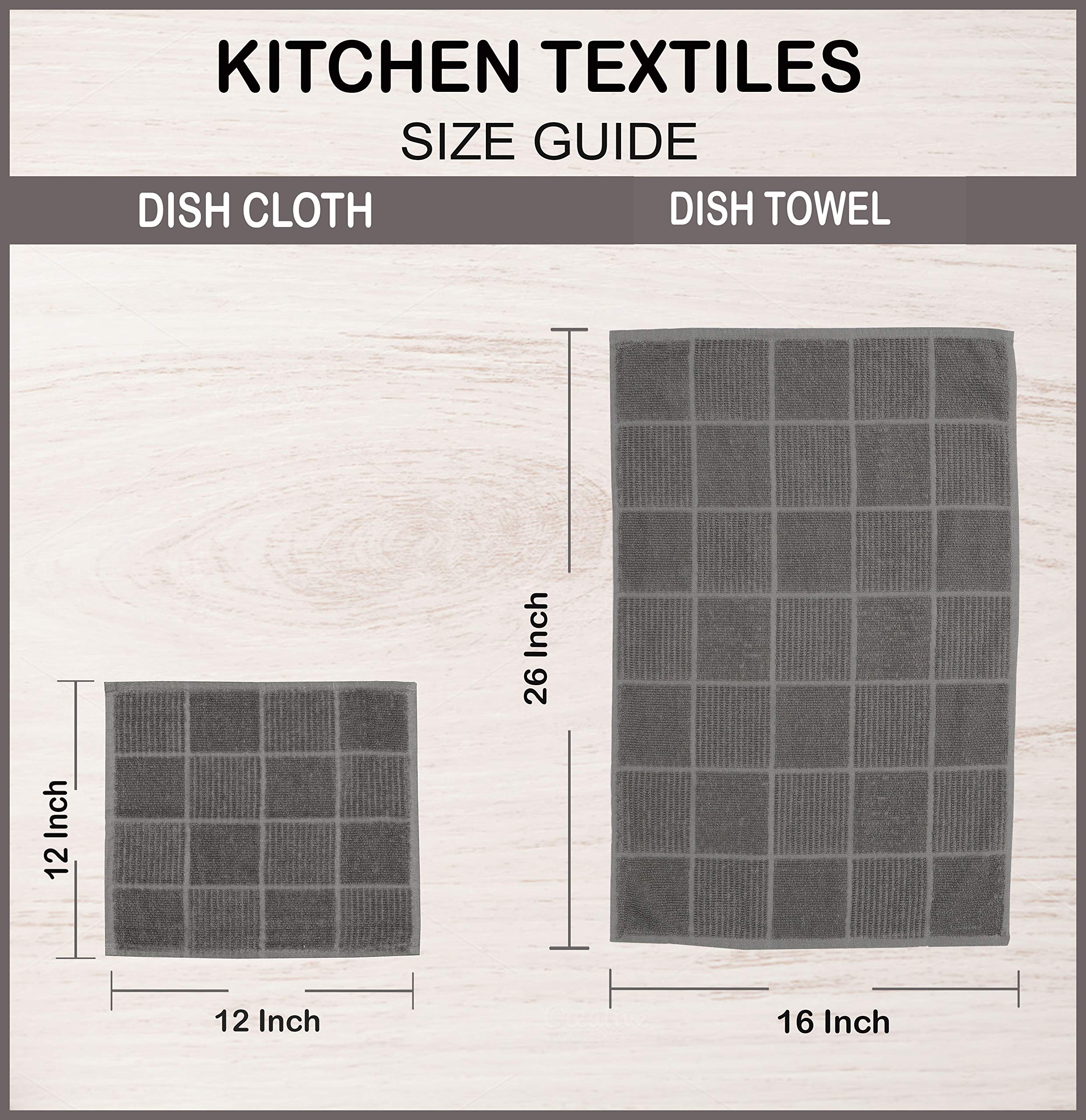 AMOUR INFINI Strofinacci in spugna, set da 4, 40,6 x 66 cm, resistenti, morbidi e assorbenti, 100% cotone, perfetti per uso domestico e commerciale, grigio chiaro