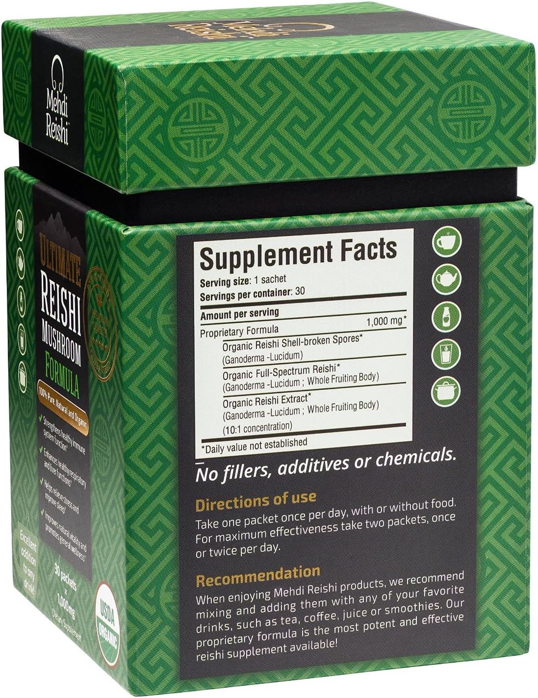 Premium Organic Reishi Mushroom Formula High Potency Extract, 30 Servings in Nepal at NPR