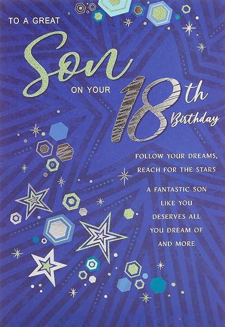 Modern Milestone Age Birthday Card 18th Son - 9 x 6 inches - Regal Publishing