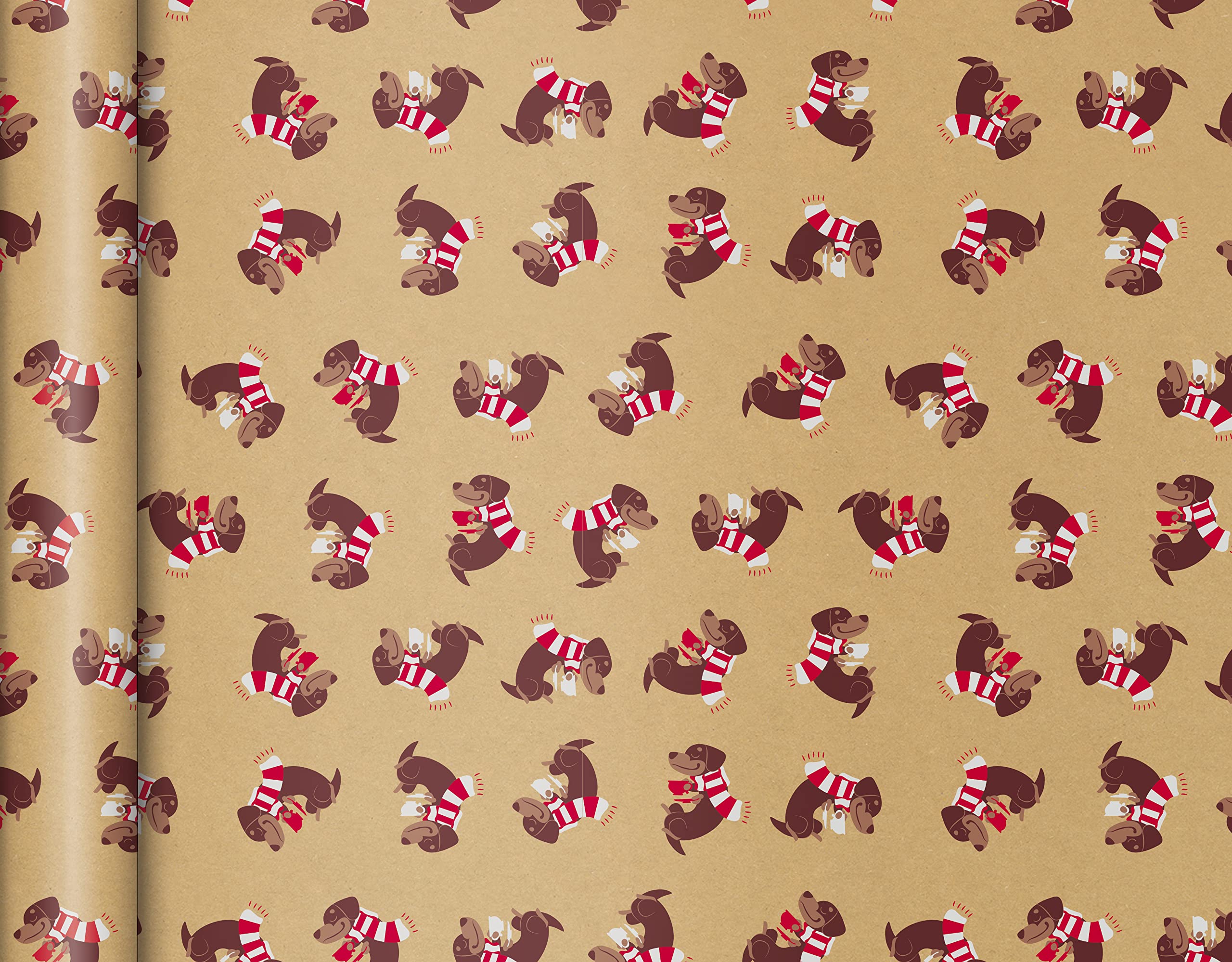 Clairefontaine 223831AMZC - Karton mit 20 Rollen Geschenkpapier Kraftnatur 100 Prozent recycling Papier 5mx0m35 70g, sortierte Motiven, 20 Rollen