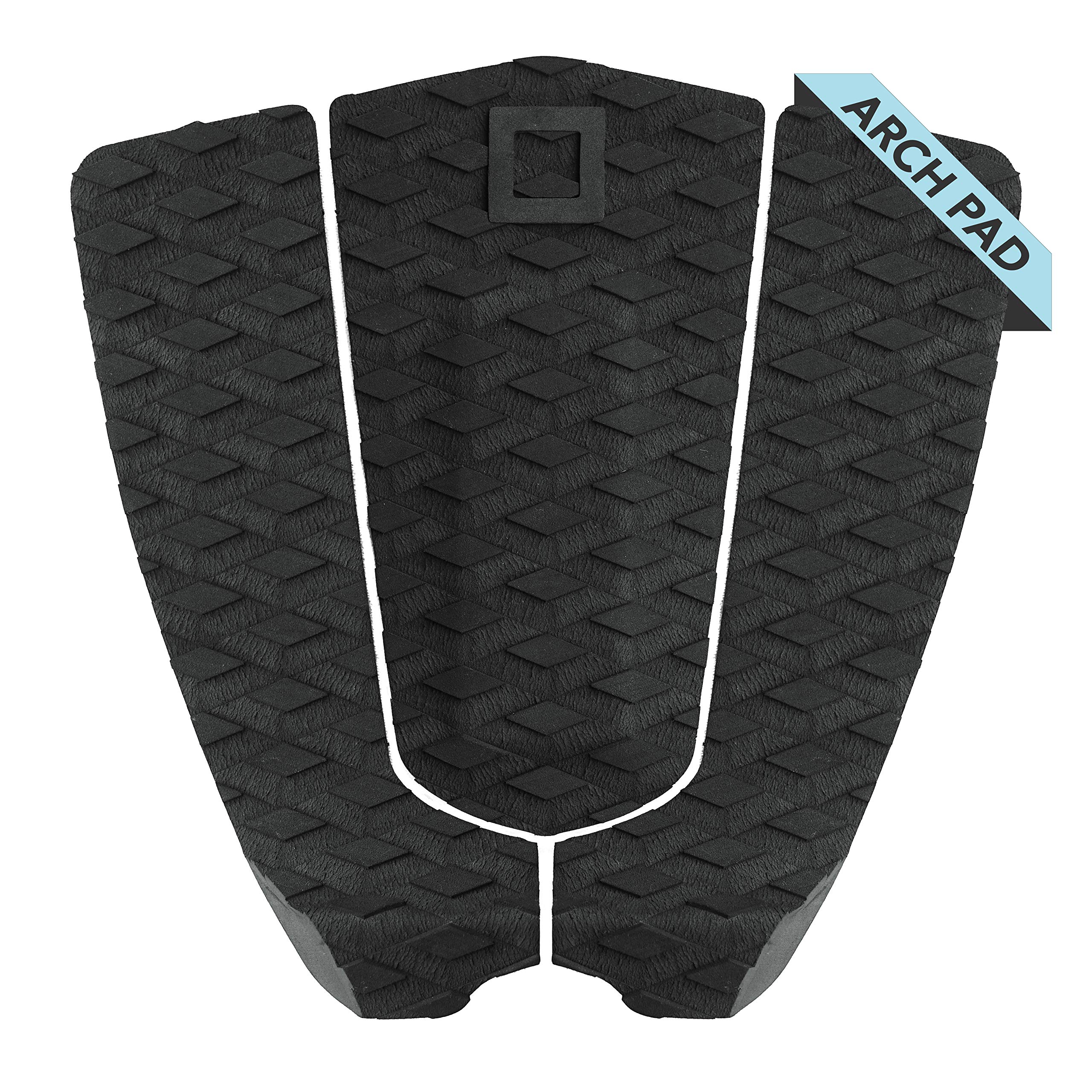 Surf Squared 3-Piece Traction Pad | Arch, Flat, or Front | Maximum Grip Stomp or Deck Pad | Easy Install w/Super Strong 3M Adhesive | Fits All Surfboards: Shortboard, Fish, Longboard, & Skimboard