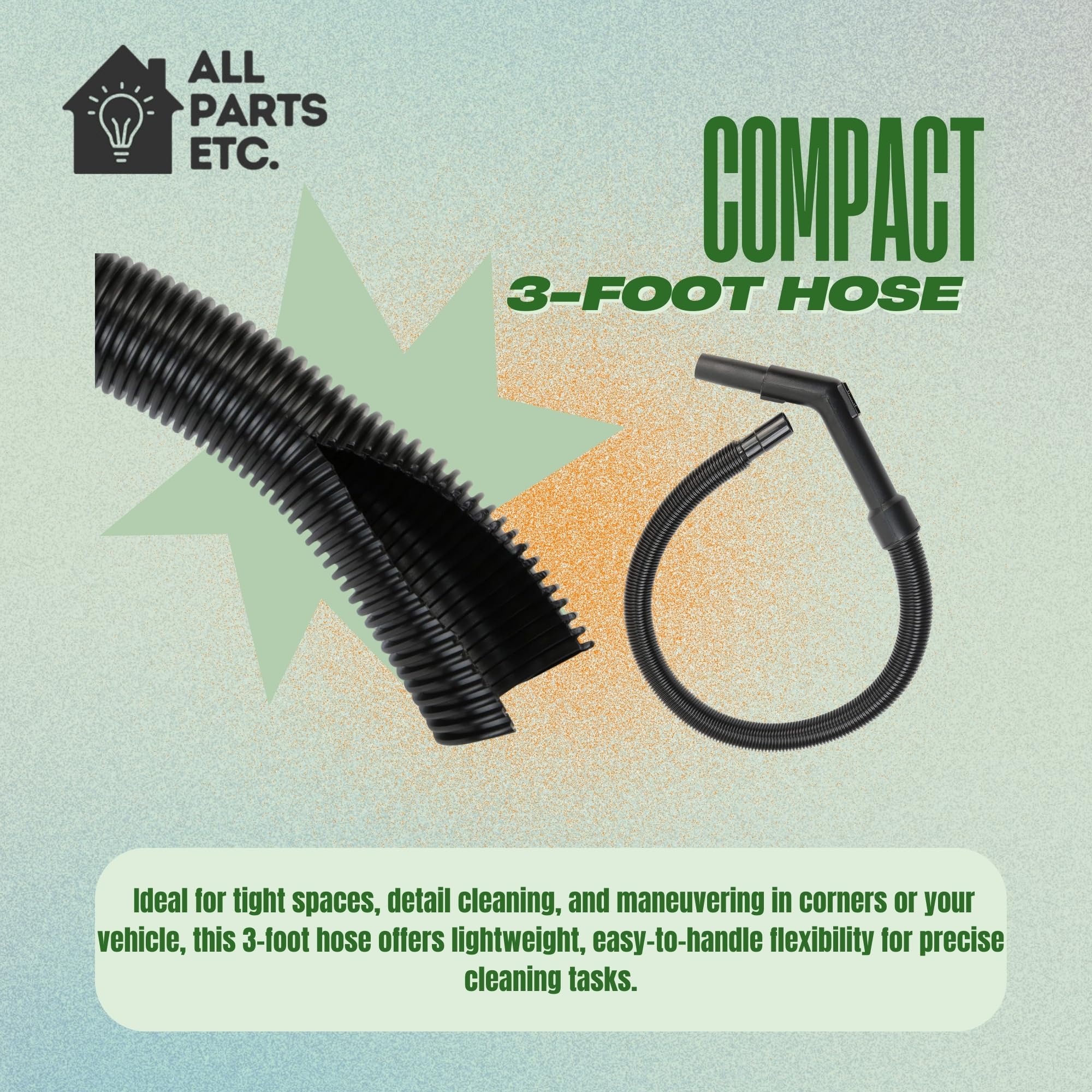 Manguera de repuesto para aspiradoras Oreck XL y de mano, se adapta a Shurlok o Friction Buster B, manguera de vacío de ajuste de fricción mejorada de 3 pies, color negro