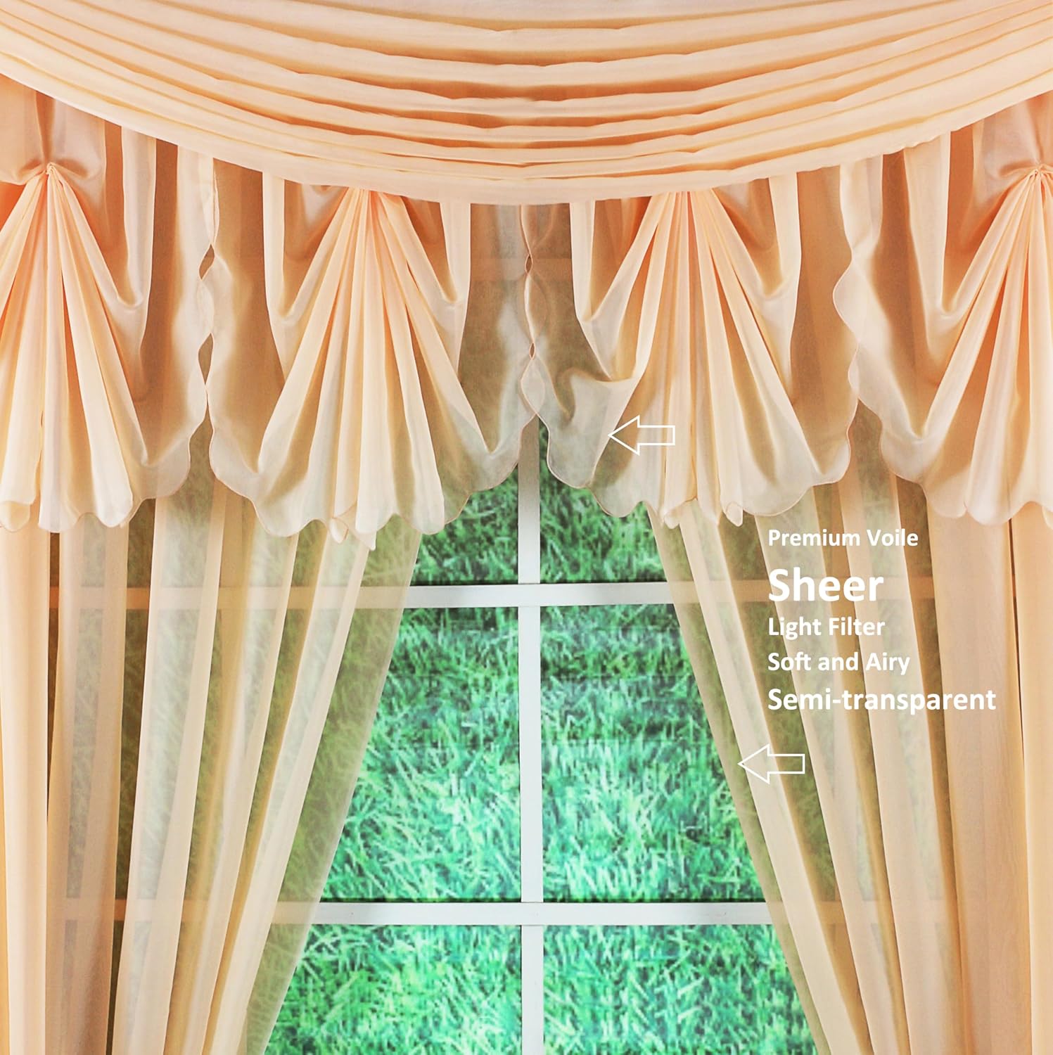 Condition photo showing New/Like New for today's curtain emelia original voile scarf 216", peach, 45" w x 216" l peach 45"w x 216"l (pack of 1)