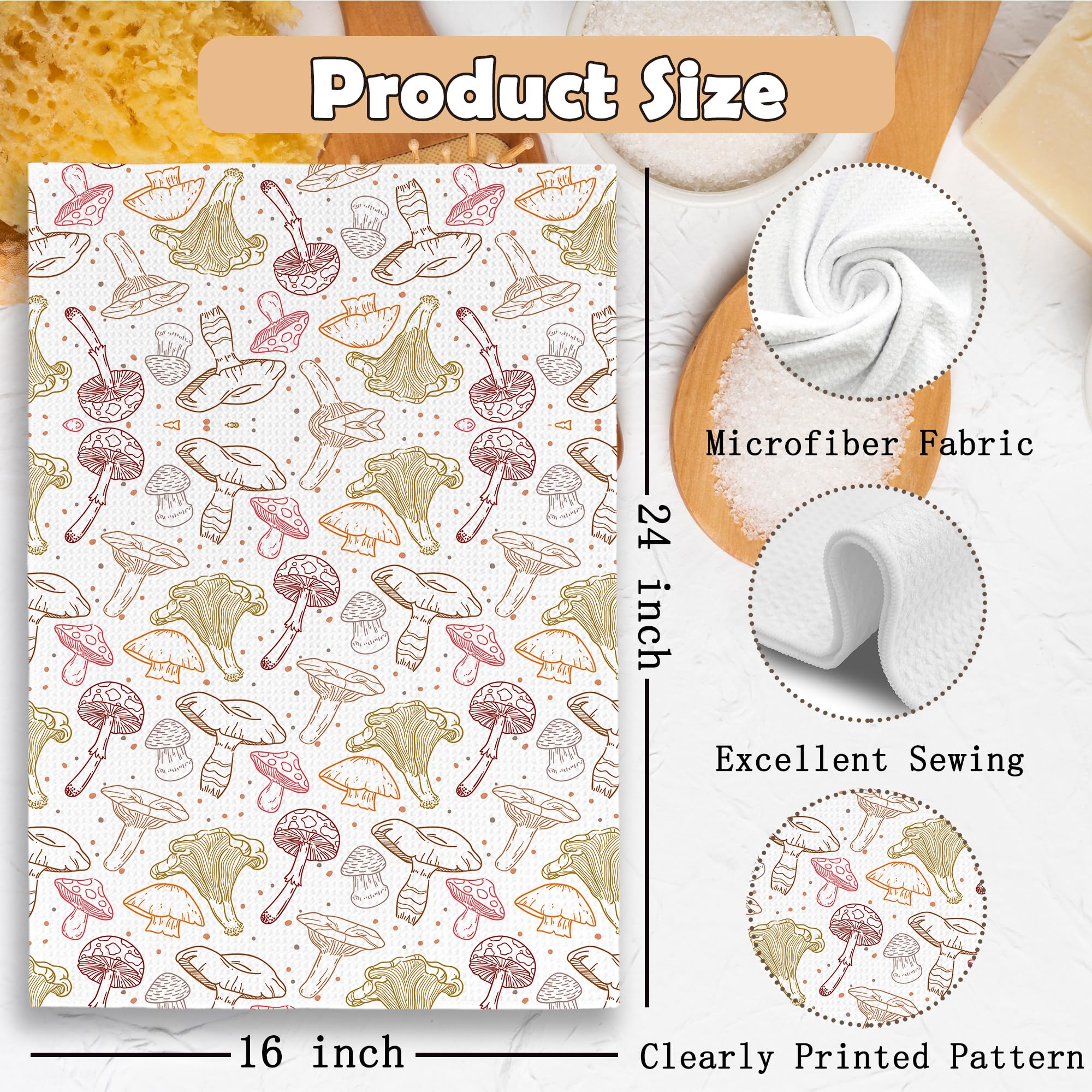Süßes Pilz-Geschirrtuch, 40,6x61 Cm – Saugstarkes Küchenhandtuch Im Cottagecore-Design