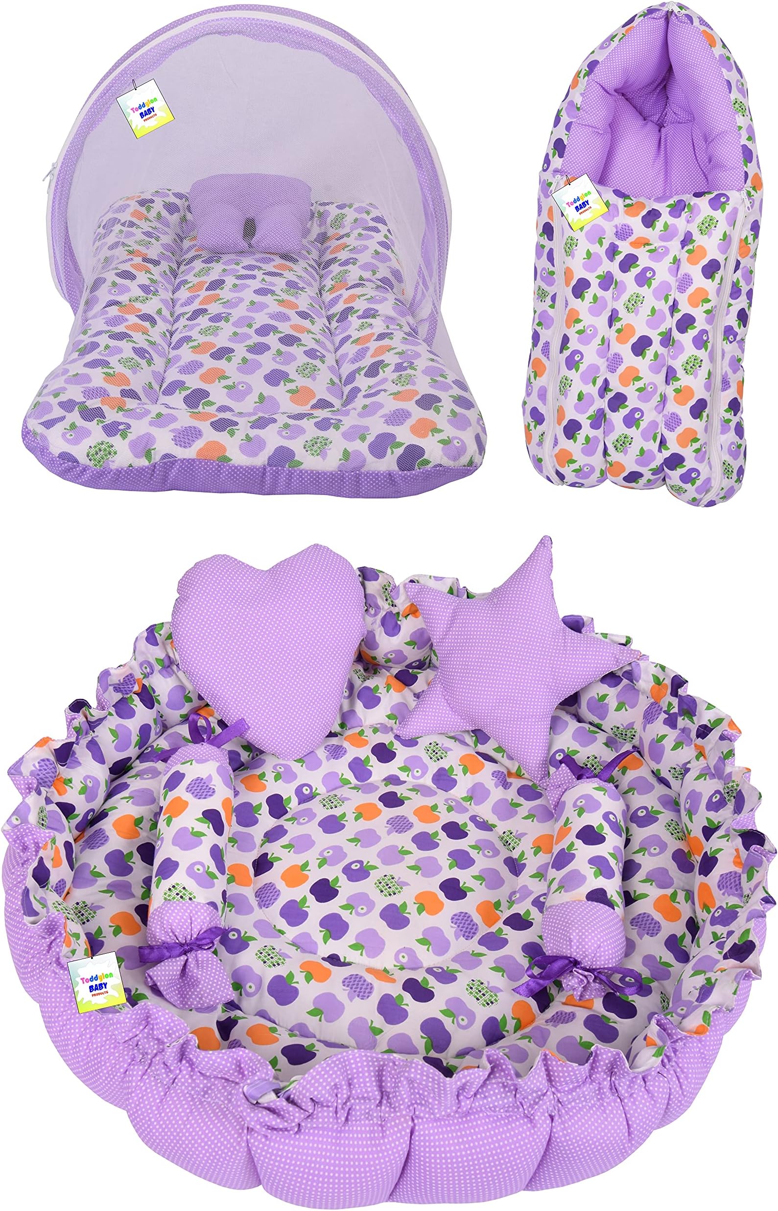 RBC RIYA R Baby Bed New Born Baby Bedding Set | Baby Sleeping Bag | Carry Bag | Baby Bed | Mattress | Nest Bed | Mosquito Net | Sleeping Essentials | Carrier Nest | Infants (0-6 Months) (3PCS Set)