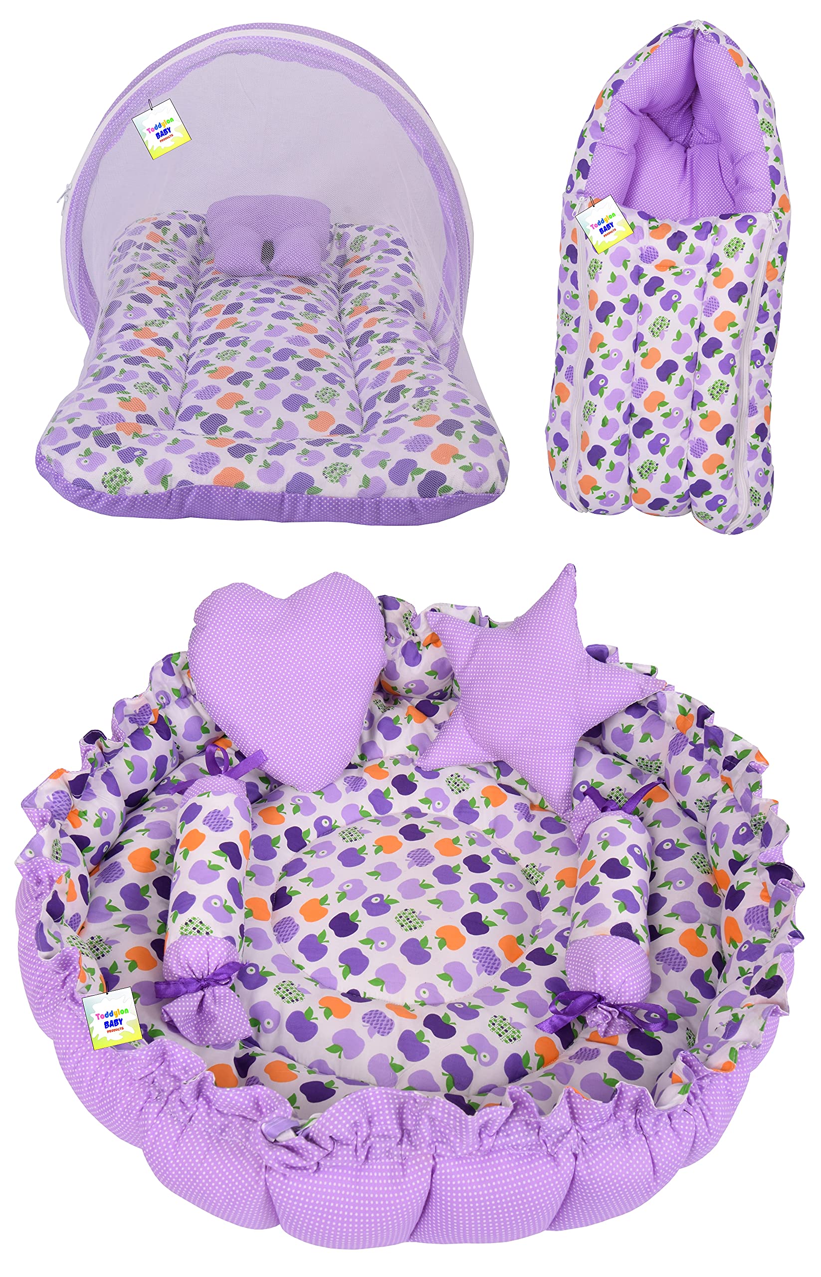 RBC RIYA R Baby Bed New Born Baby Bedding Set | Baby Sleeping Bag | Carry Bag | Baby Bed | Mattress | Nest Bed | Mosquito Net | Sleeping Essentials | Carrier Nest | Infants (0-6 Months) (3PCS Set)