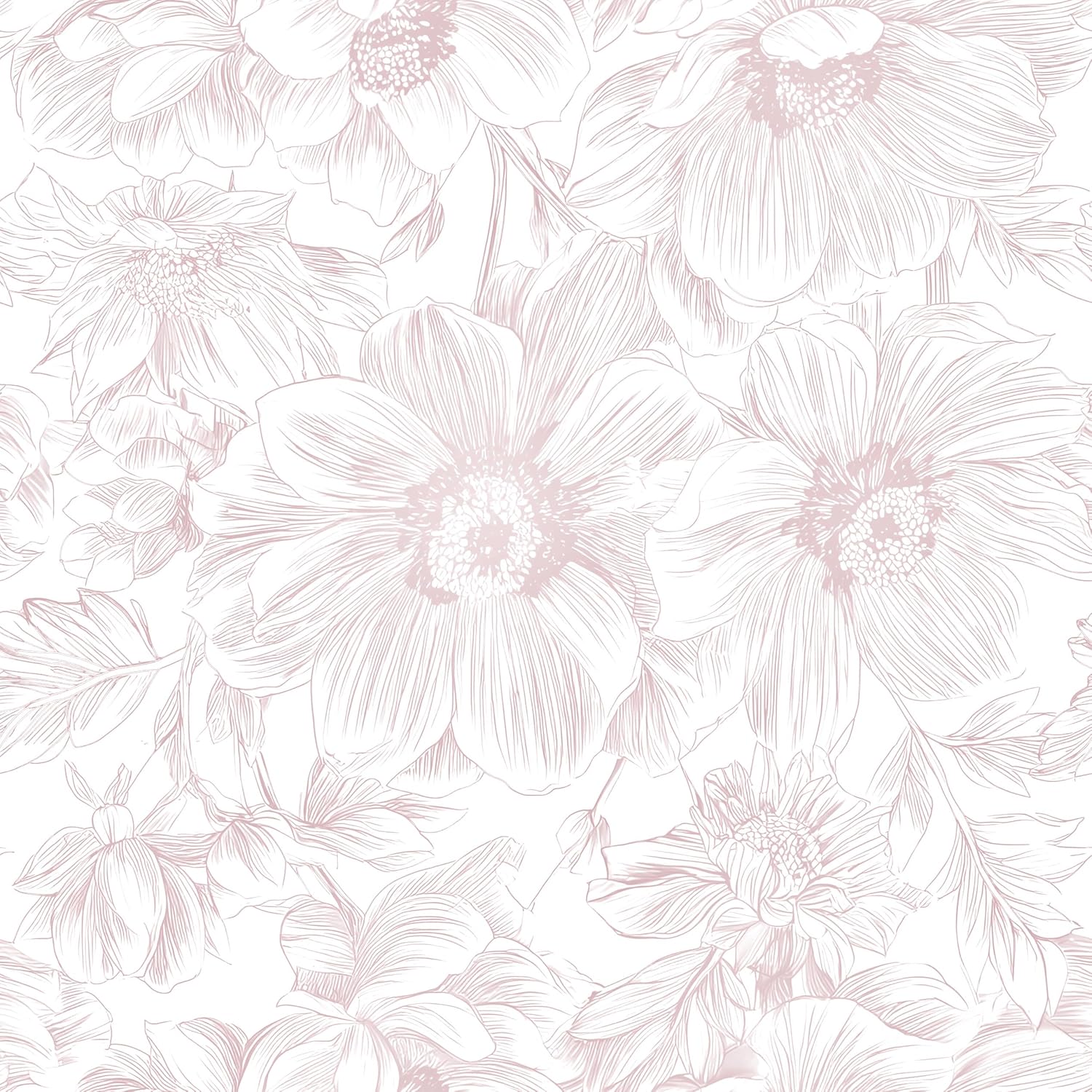 Floral Peel and Stick Wallpaper - Pink White Removable Self adhesive Wall Paper for Decor Walls Bathroom,Bedroom - Boho Flower Waterproof Modern Contact Paper for Cabinets and Drawers, 17.3"×78.7"
