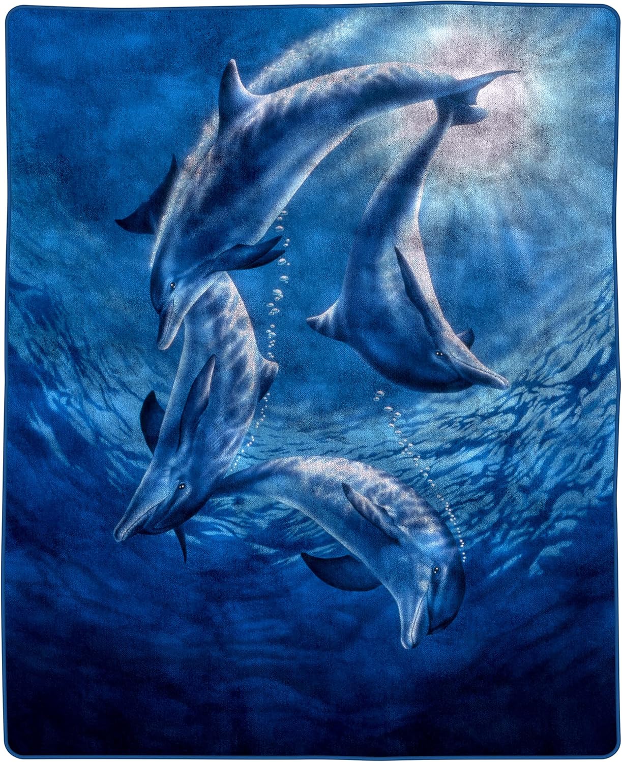 Bedford Home Heavy Fleece Ocean Dolphins Pattern-Plush Thick 8 Pound Faux Mink Soft Blanket for Couch Sofa Bed (74” x 91”), Multicolor (66A-46894)