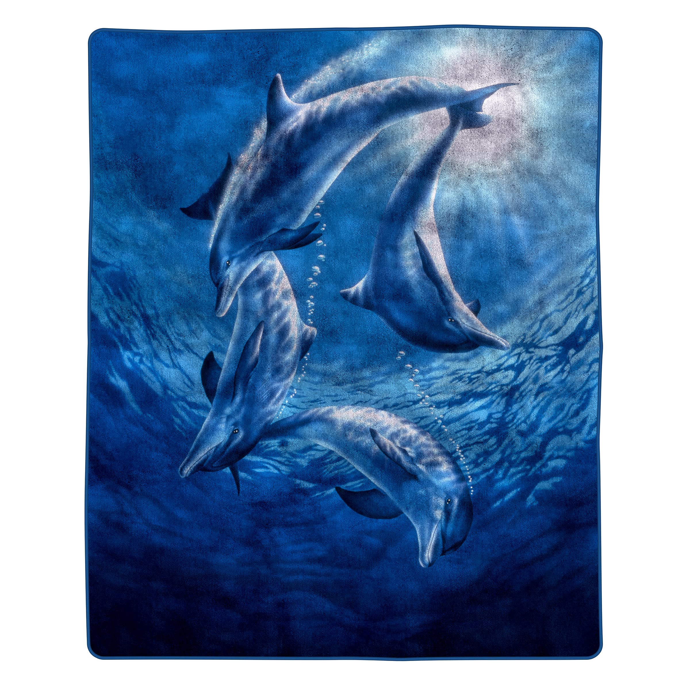 Bedford HomeBedford Home Heavy Fleece Ocean Dolphins Pattern-Plush Thick 8 Pound Faux Mink Soft Blanket for Couch Sofa Bed (74” x 91”), Multicolor (66A-46894)