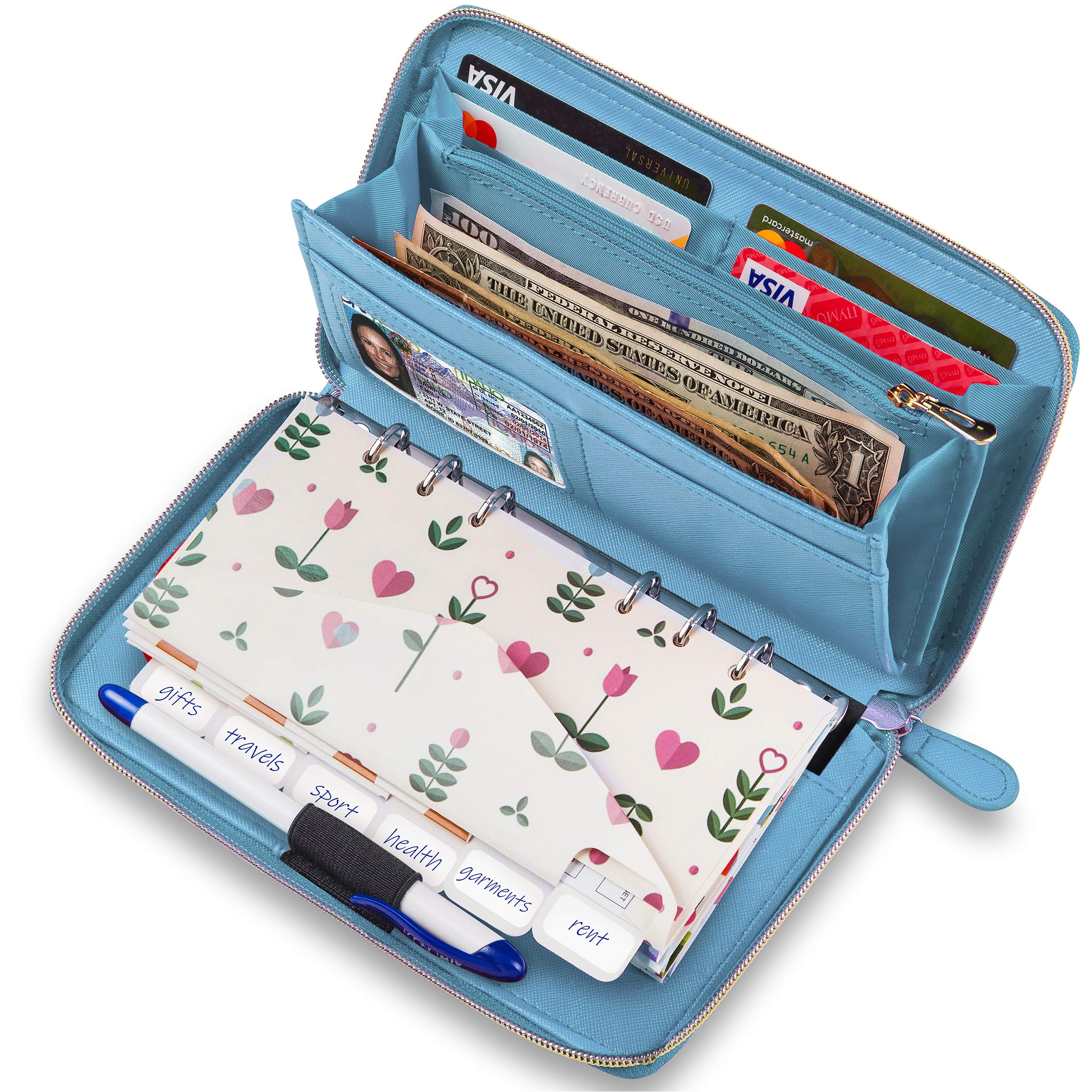 Buy Cash Envelope Wallet Azure All in One Budget System with 12x Tabbed