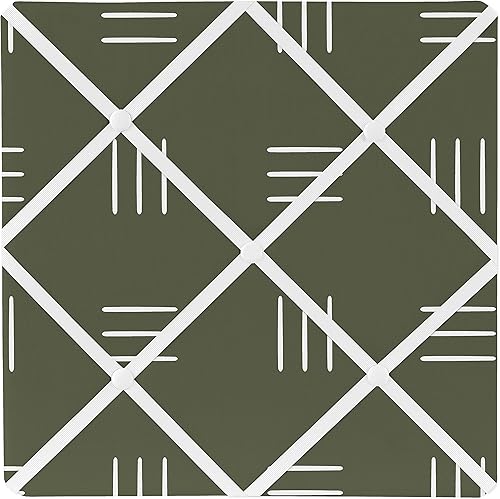 Sweet Jojo Designs Tablero de anuncios de fotos de tela verde cazador, diseño de bosque bohemio blanco tribal del suroeste, escotilla de tela de