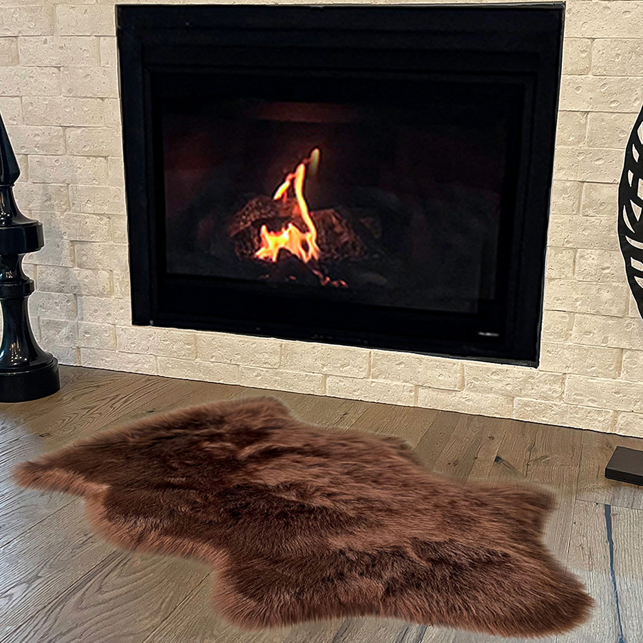 Lambzy Shapes Genuine Sheepskin Brown Single Pelt Area Rug