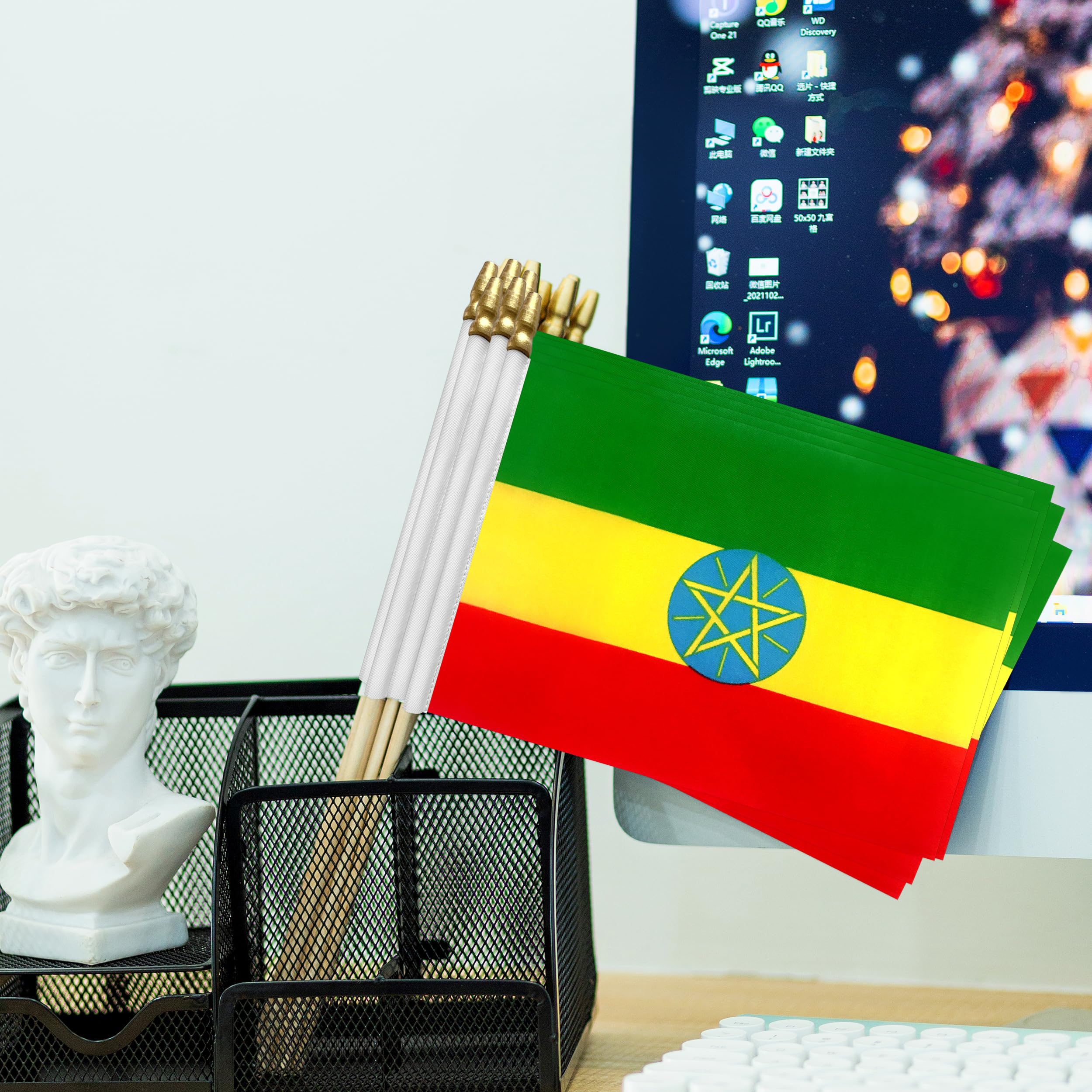 Drapeau de table Ethiopie 21x14cm - ethiopien H... - Maison