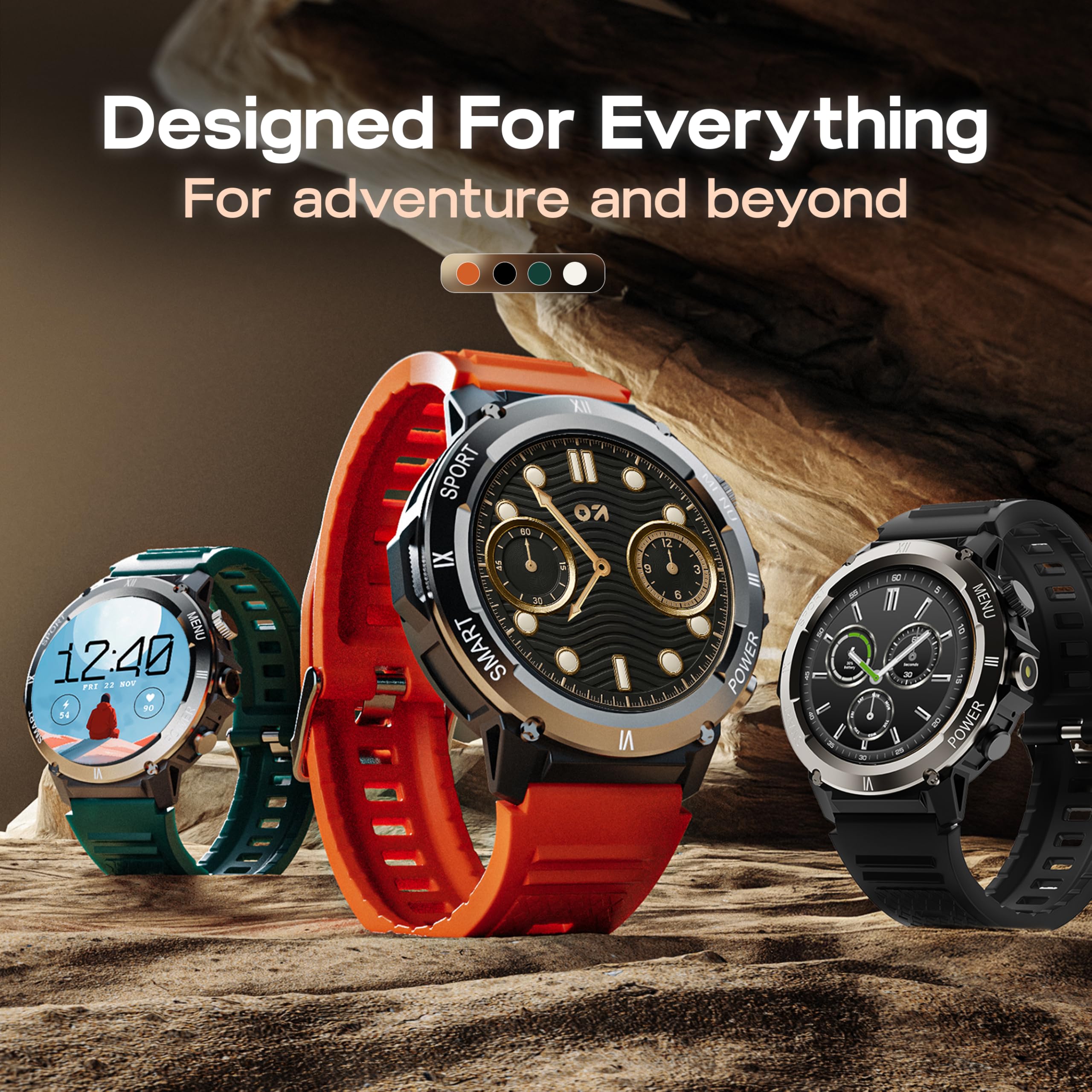 GOBOULT Newly Launched Tuff Hawk Smart Watch 1.39'' HD Display, BT Calling, Working Crown, 150+Watchfaces, 450 Nits Brightness, AI Voice Assistant, SpO2 Monitoring (Green) (Green) — Amazon image 9