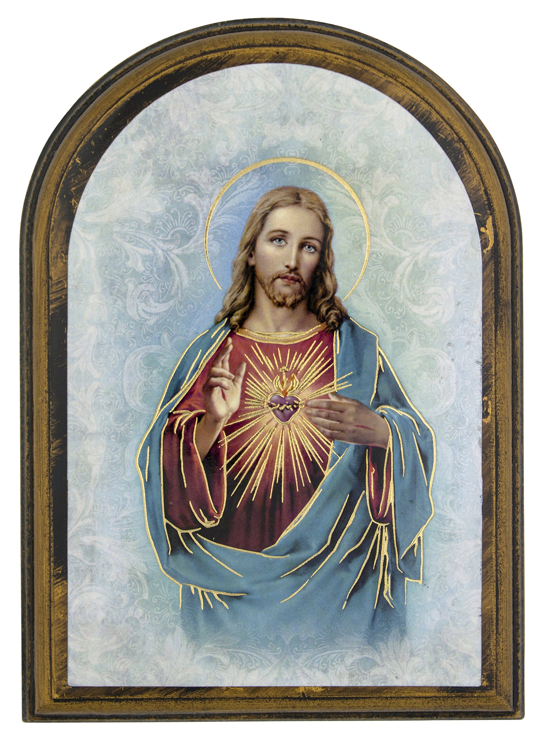 William J. Hirten Devotional Wall Plaque with Gold Highlights (Sacred Heart of Jesus)
