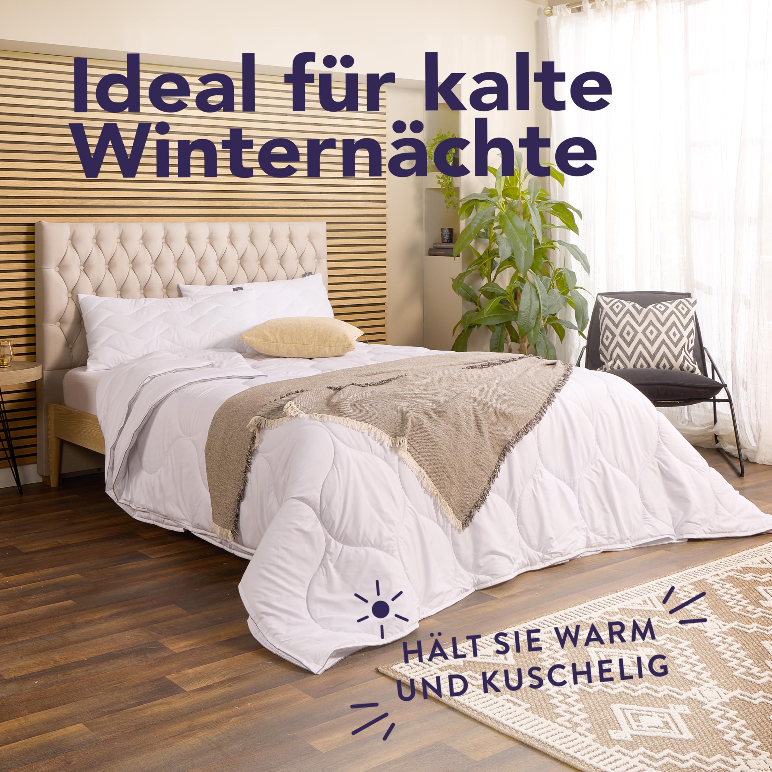 John Cotton 4 Jahreszeiten Bettdecke 200x200cm – Praktisch alle Jahreszeiten Bettdecken für Allergiker | Oeko-Test Zertifiziert Steppdecke | Atmungsaktive Decke, Oberbett 200x200