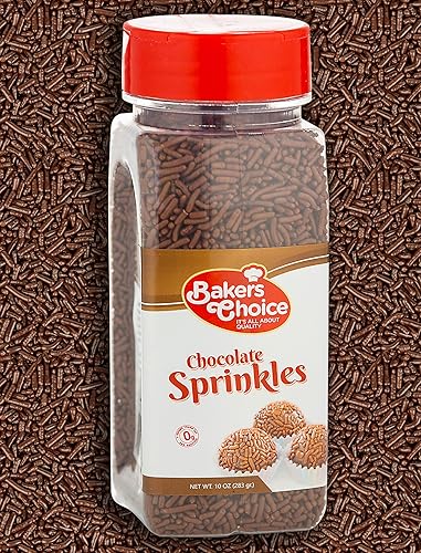 Bakers Choice - Espolvillos de chocolate para ingredientes de helado, con jimmies de chocolate para hornear, sin lácteos, Kosher de 10 onzas
