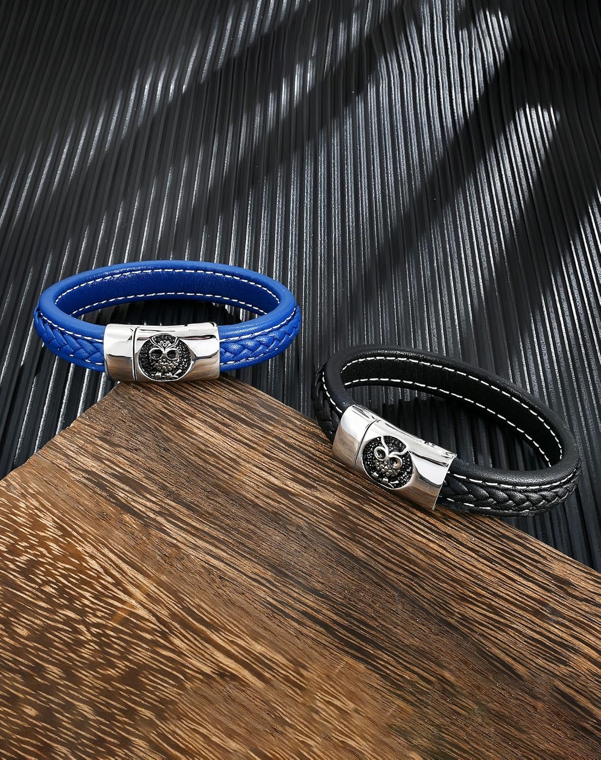 YL Cross Viking Skull Masonic Bracelet, Mens Leather 18K Gold/Rhodium Plated Stainless Steel Scorpion Owl Christian Bible Verse Military Hero Handcrafted Cuff Jewelry Gifts for Women