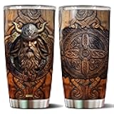 WONWIX Viking Cup Tumbler 20oz Viking Gifts for Men Dad Husband Vikings Stainless Steel Insulated Coffee Mugs Travel Drinking Cups Gift for Birthday Christmas Retirement Fathers Day