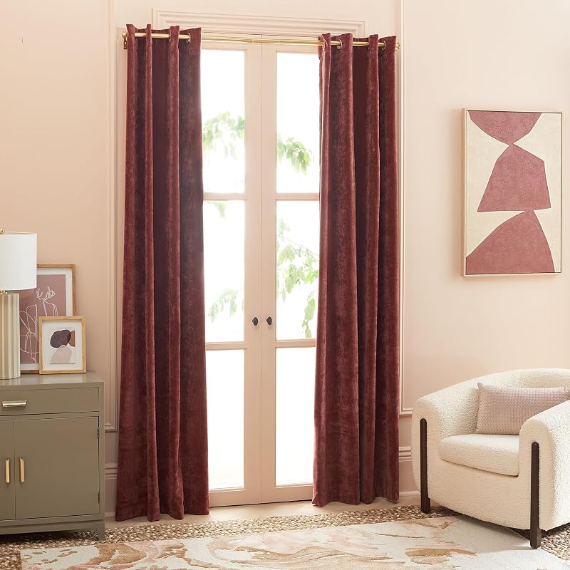 SAFAVIEH Home Collection Voleria Dark Rust 52 x 96-inch Blackout Window Panel Curtain Treatment Grommet Top for Living Room Bedroom (Single)