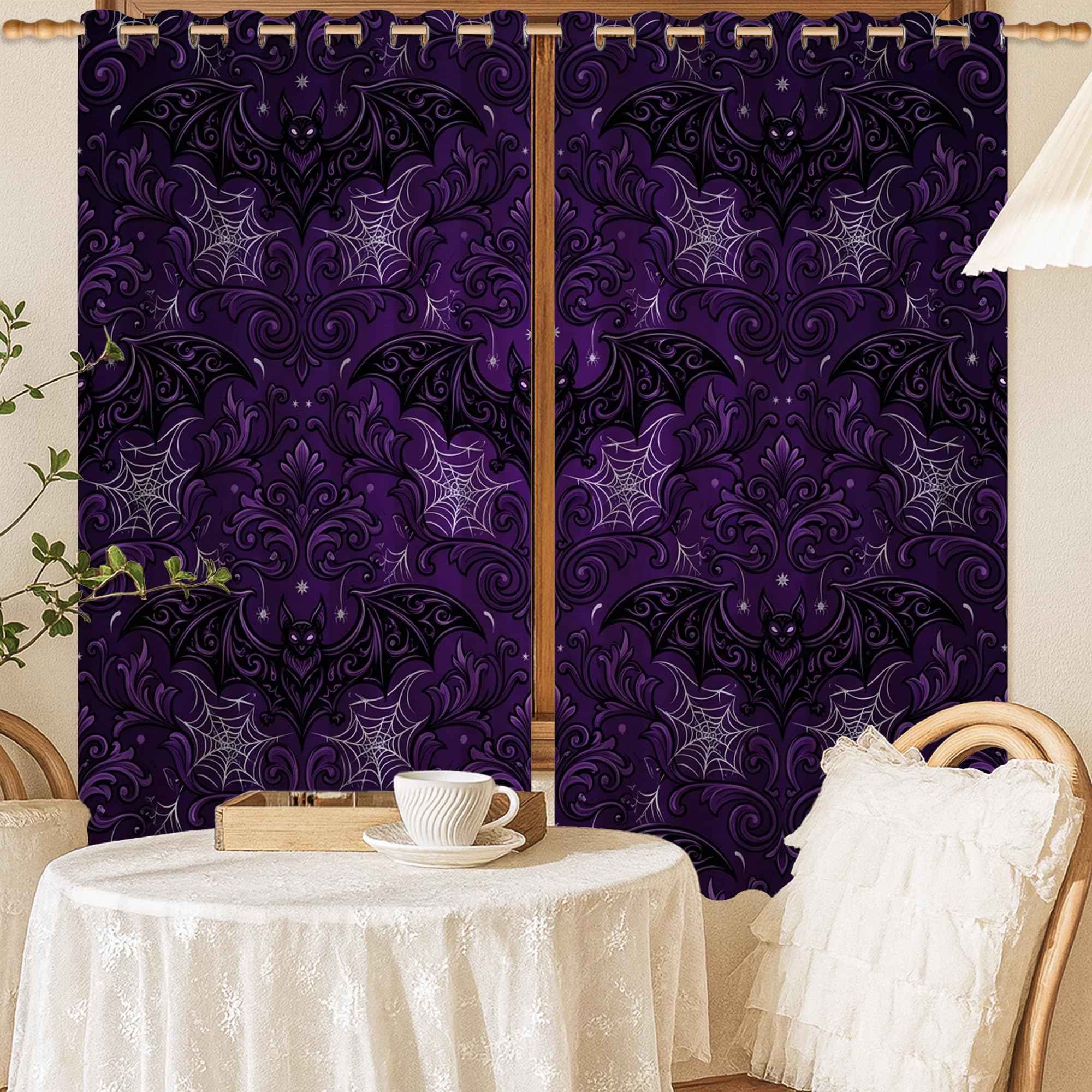 Rideaux occultants gothiques pour chambre et décoration de salon style Halloween