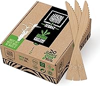Vista 8 de 2ZEBRAZ - Juego de cubiertos de bambú – 100 utensilios desechables (50 tenedores, 25 cuchillos, 25 cucharas) Cubiertos suaves reutilizables