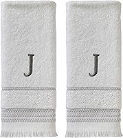 Vista 18 de SKL Home Casual Monogram - Juego de toallas de mano, N, 16 x 26 pulgadas, color blanco, 2