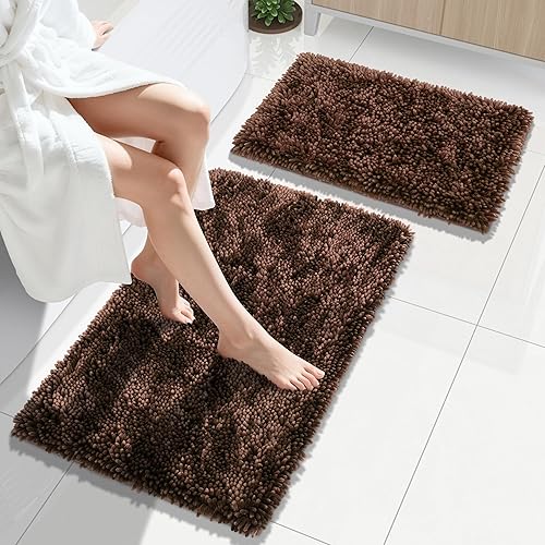 Miniatura 126 de Yimobra Juego de 2 alfombras de baño, alfombra de baño suave y absorbente y alfombra de inodoro en forma de U con respaldo antideslizante, alfombras