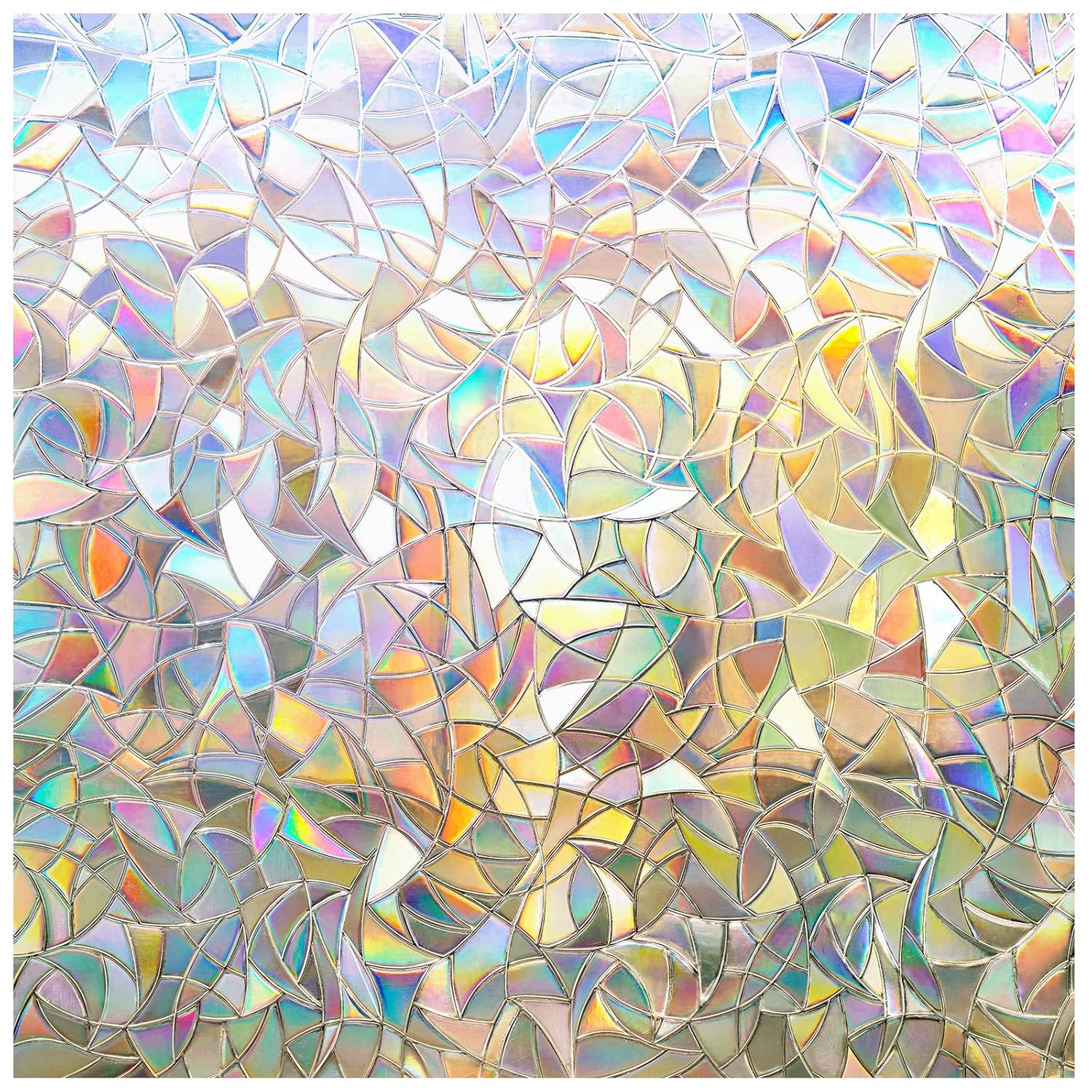 rabbitgoo Window Privacy Film Rainbow Film Decorative Window Sticker 3D Static Stained Glass Cling Tint for Home Heat