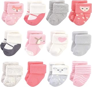 Hudson Baby Unisex Cotton Rich Newborn and Terry Socks, Girl Woodland, 0-3 Months Price In India