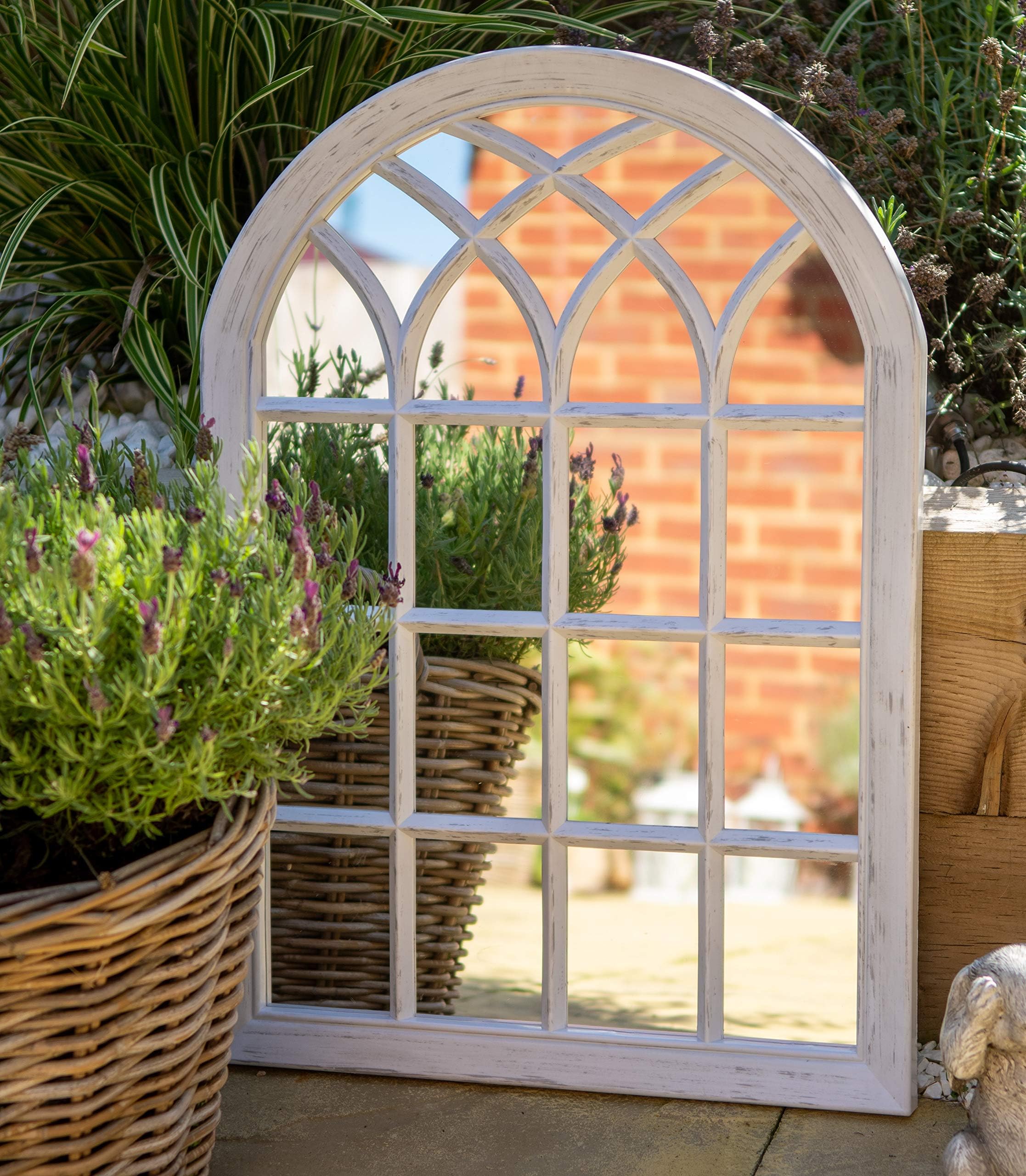 Creekwood Verona, Indoor/Outdoor-Lightweight, Durable Frame, Any Weather Ornament-W50cm x H71cm Wall Mirror, Brushed Grey