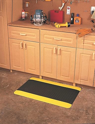 Vista 17 de Alfombrilla antifatiga Wearwell PVC 414 ultrablanda, de disco diamantado, para labores pesadas, Negro / Amarillo, 1