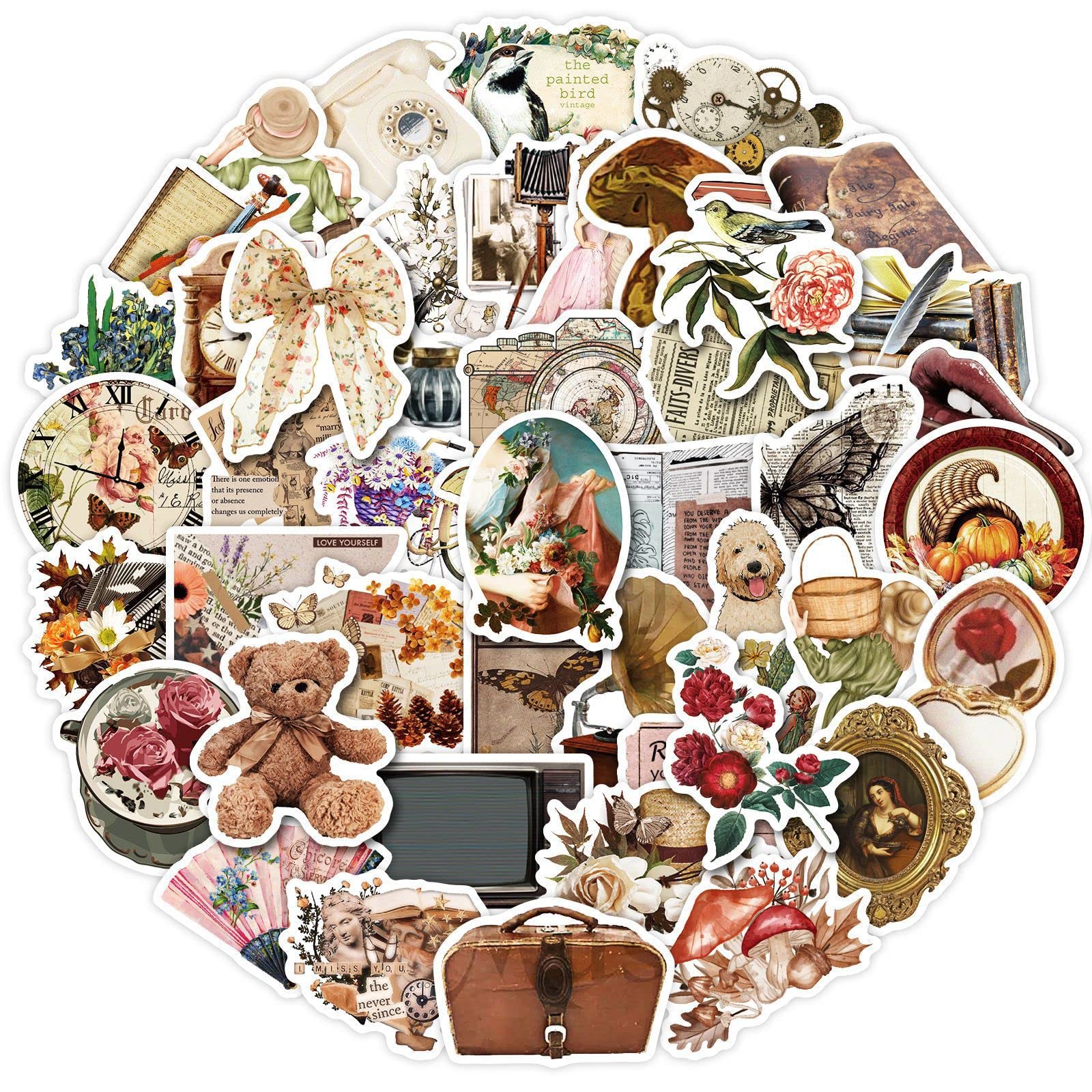 50 Vintage Sticker Set – Böhmische Aufkleber Für Laptop, Flasche & Mehr