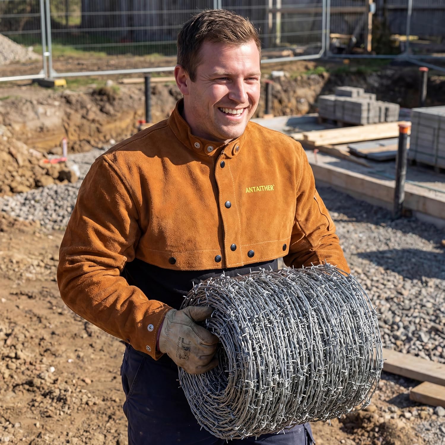 ANTAITHER Split Cowhide Leather Welding Cape Sleeve - Superior Heat & Flame Resistance for Heavy-Duty Protection - Image 6