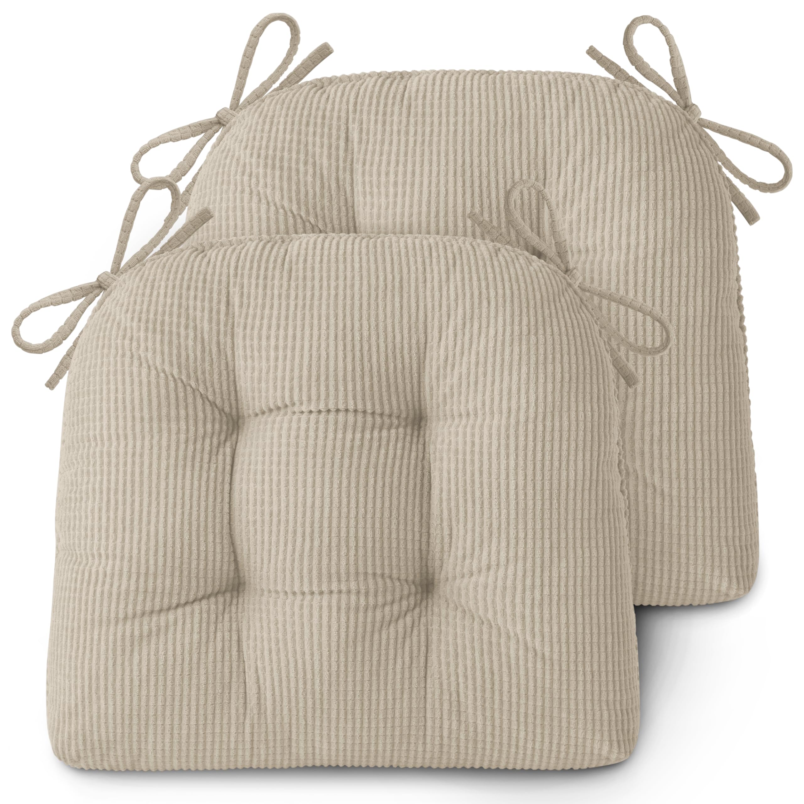 AddGrace Seat Cushions for Dining Chairs 46x42x8 cm Non-Slip Kitchen Chair Cushions Set of 2 Tufted Dining Seat Pads for Indoor Furniture and Restaurant Cream — image 1