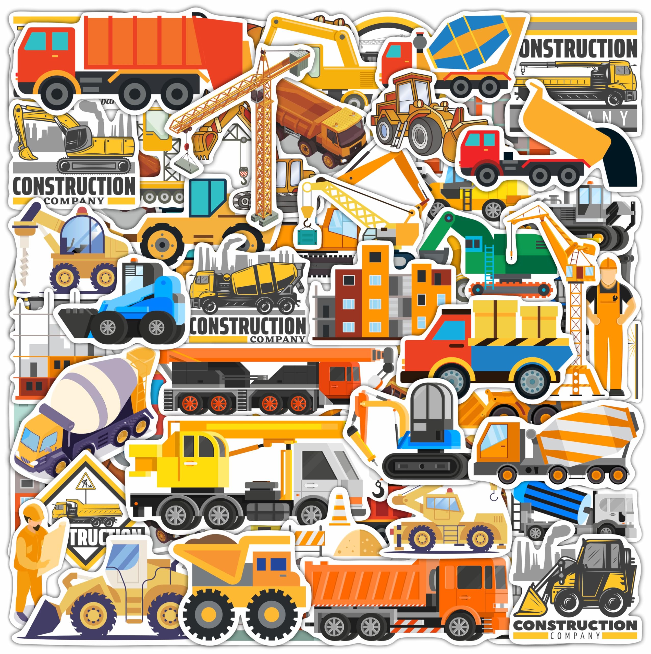 BulbaCraft 100 Pcs Construction Stickers - Construction Birthday Party Supplies, Gifts for Women & Men