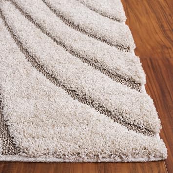 SAFAVIEH Florida Shag Collection Area Rug - 8'6 x 12', Cream & Beige, Non-Shedding & Easy Care, 1.2-inch Thick Ideal for High Traffic Areas in Living Room, Bedroom (SG471-1113)