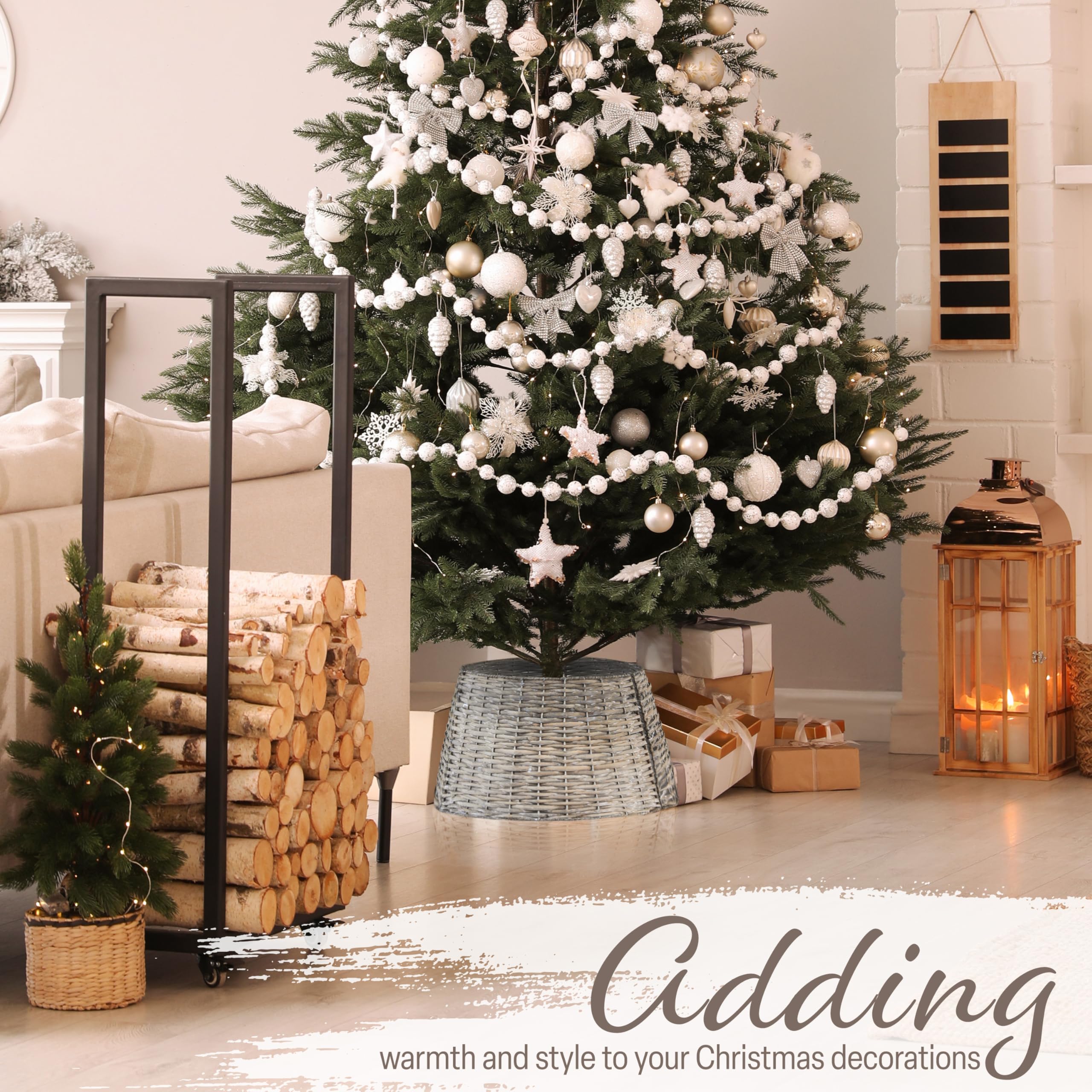 Jupe De Sapin De Noël En Osier 60 Cm - Naturel Clair - Couverture Pour Support Et Sapin