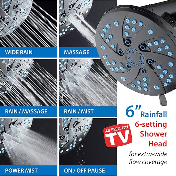 AquaCare Spa Station High Pressure 48-mode 3-way Rainfall & Handheld Shower Head Combo - Antimicrobial Anti-Clog Nozzles, Extra-Long 6 ft Stainless Steel Hose, 2nd Wall Bracket/ORB Bronze Finish