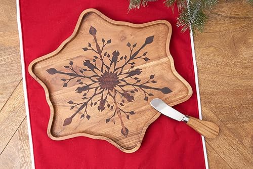 Miniatura 5 de C&F Home Tabla de servir copo de nieve con esparcidor S/2 marrón