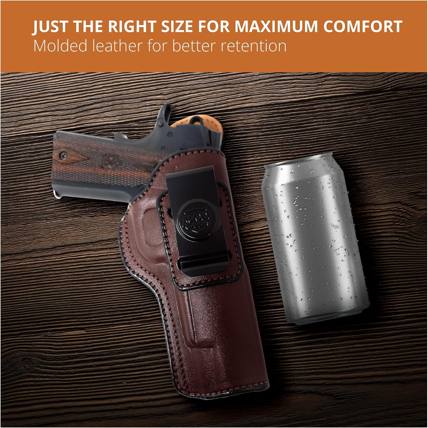 Genuine Leather Iwb Holster for 1911 5" Pistol - Tactical Handgun Iwb Leather Holster - Comfortable Appendix Everyday Carry - Maxx Carry Holsters by PH