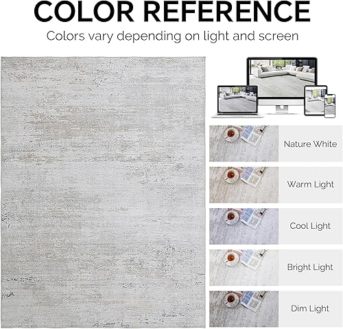 Miniatura 4 de HOMBYS Alfombra moderna de 9 x 12 pies para sala de estar y dormitorio, alfombra bohemia grande con respaldo antideslizante para interiores,