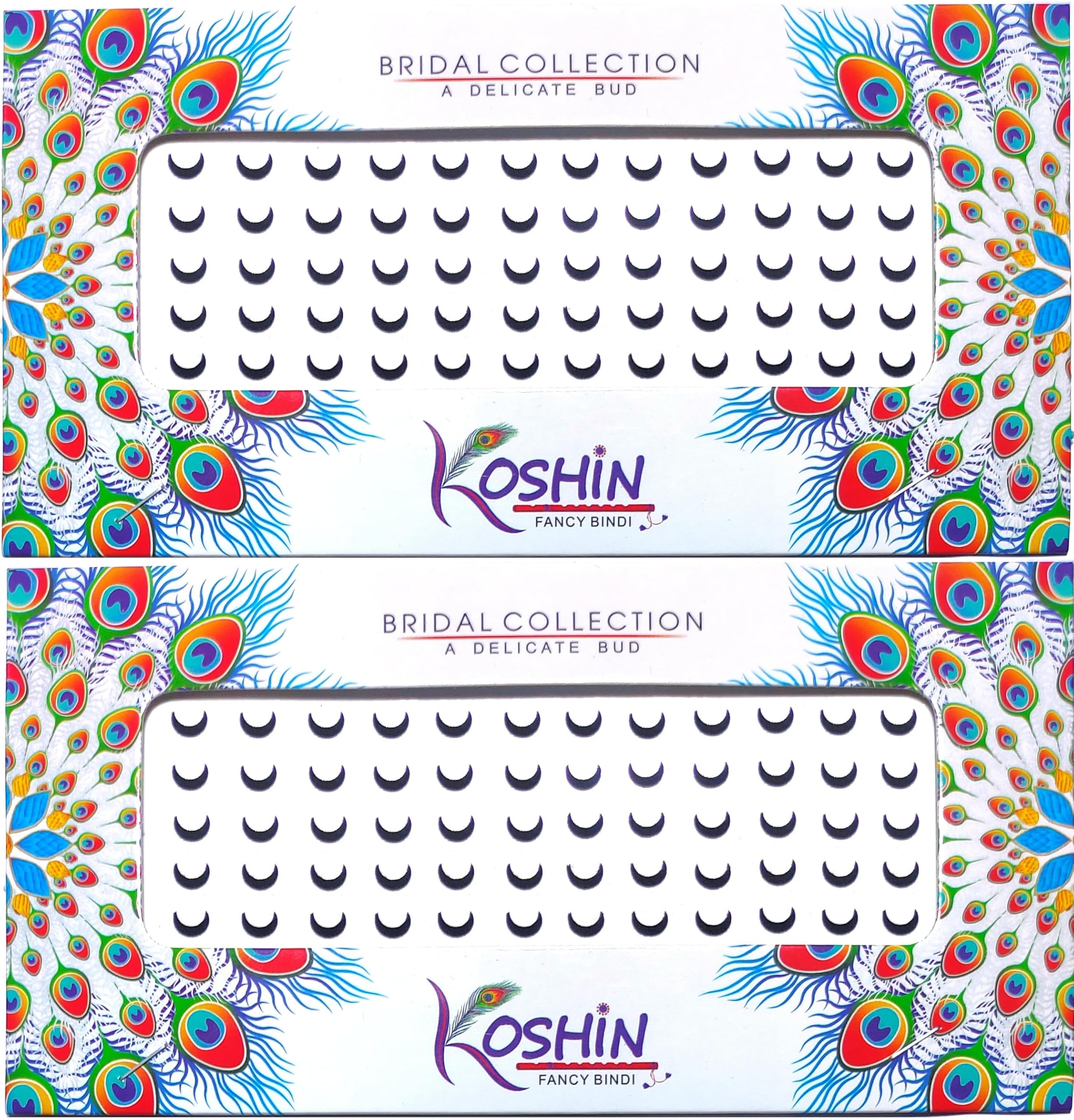 KOSHIN Black Half Moon Shape Small Size Per Bindi Height 5mm x Width 6mm Forehead Bindi For Girls Women Ladies - Velvet Kumkum | Marathi Chandrakor | Black Chand | Combo Pack 2-image-36