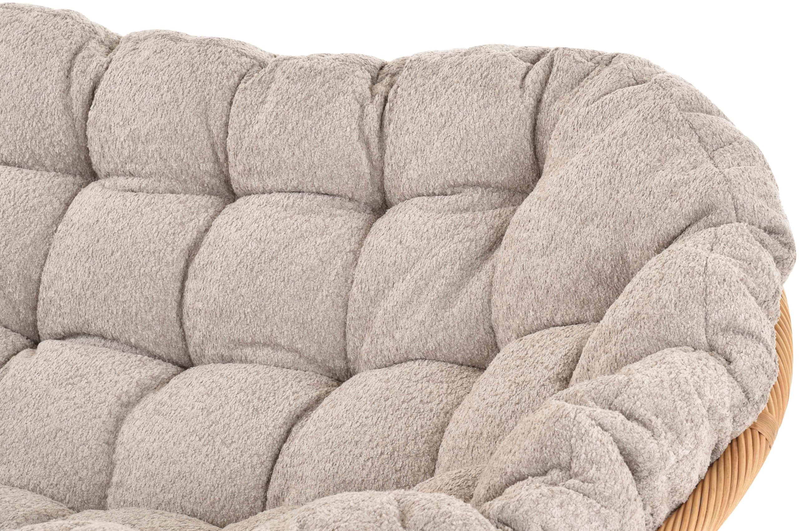 Fauteuil papasan XXL avec coussin, relax, chaise longue, en rotin naturel (miel, 2 places)