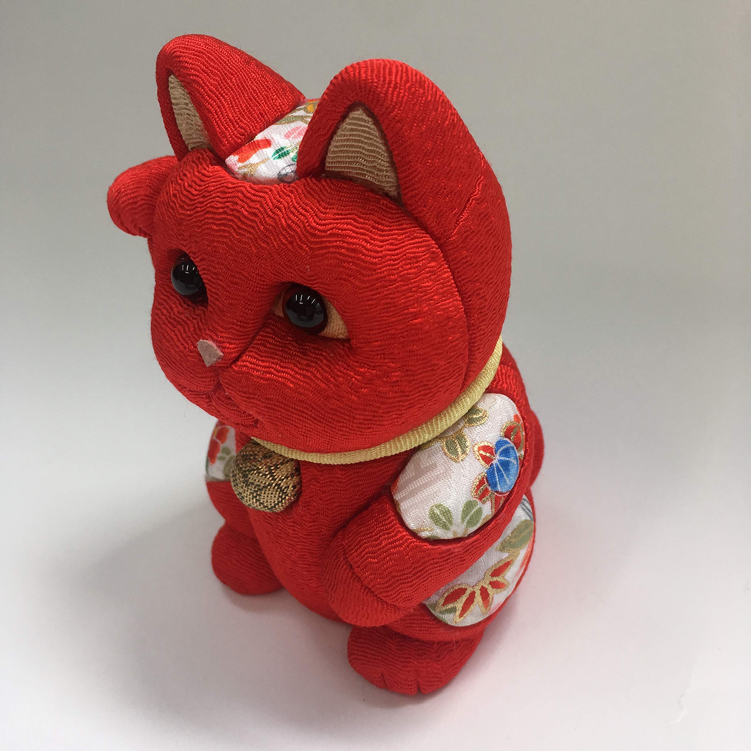 Amazon.co.jp: 招き猫 小 風水 赤 伝統工芸士 柿沼東光 木目込み人形 