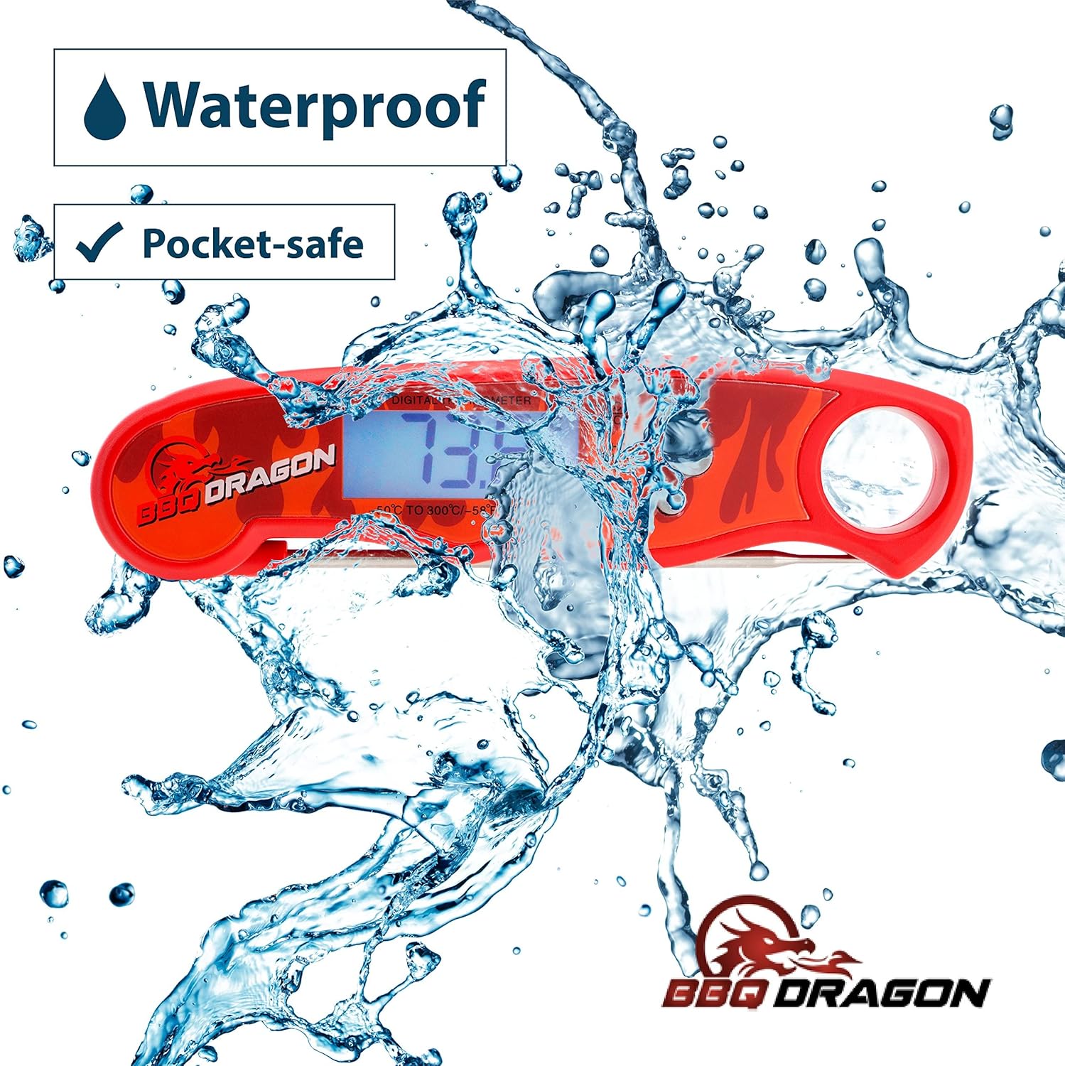 review BBQ Dragon Digital Meat Thermometer with Probe - Instant Read Food Thermometer for Cooking, Baking, Liquids, Candy - Waterproof Digital Thermometer for Meat - BBQ Meat Thermometer for Grilling