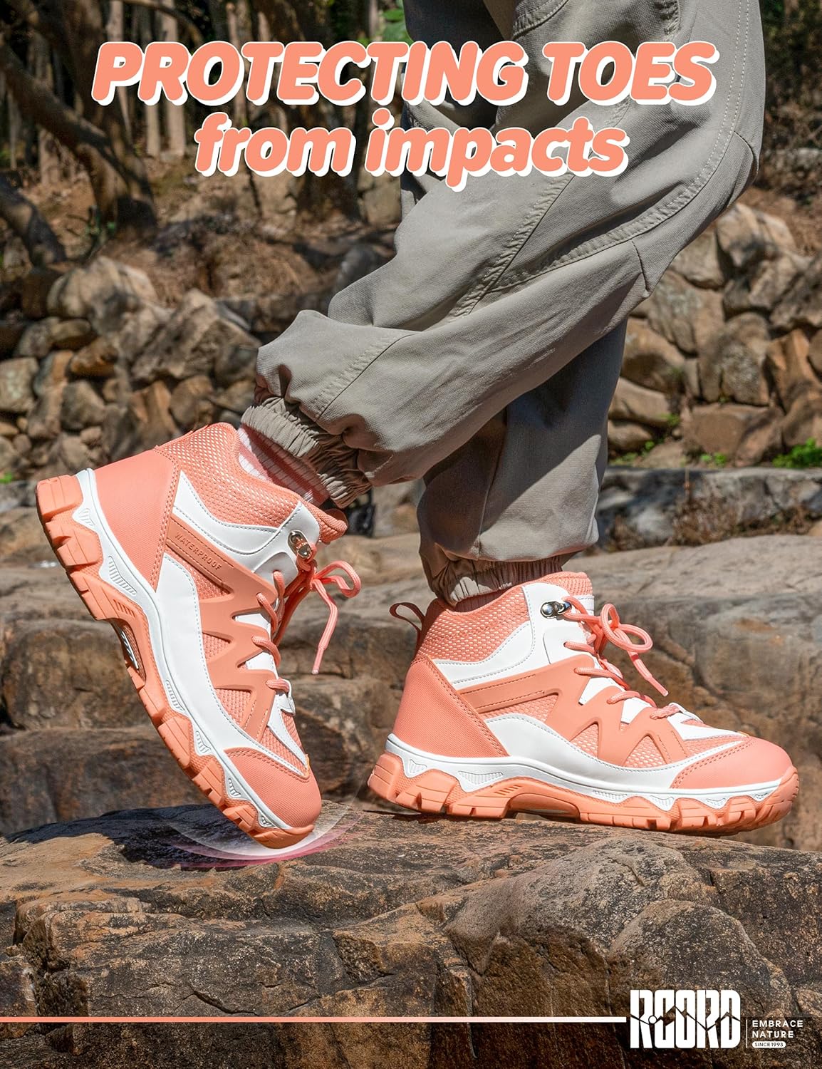 @ R CORD Kids Hiking Boots Girls Waterproof Outdoor Ankle Boots Anti-Slip Walking Boots Outdoor Trekking Shoes with Traction Rubber Sole for Kid's Trail Walking